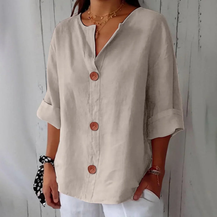 Rozemarijn | Linnen Blouse met Knopen