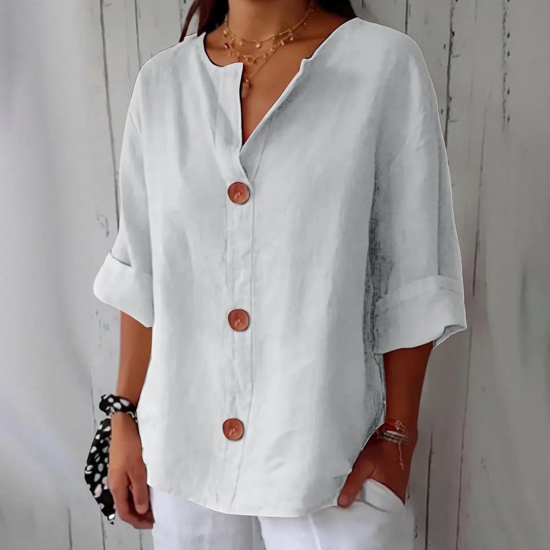 Rozemarijn | Linnen Blouse met Knopen