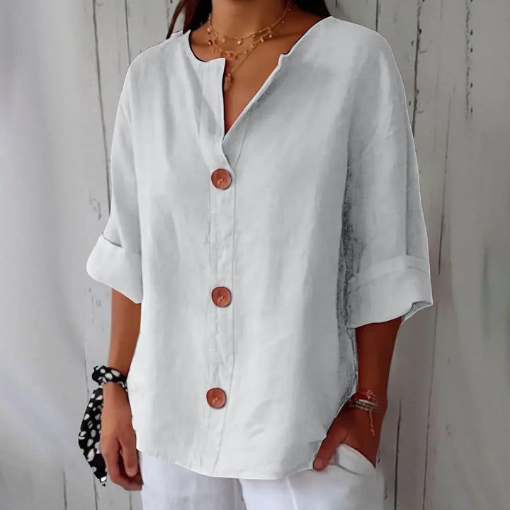Rozemarijn | Linnen Blouse met Knopen