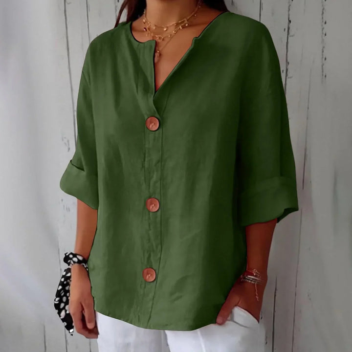 Rozemarijn | Linnen Blouse met Knopen