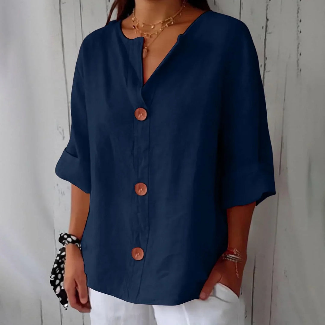 Rozemarijn | Linnen Blouse met Knopen