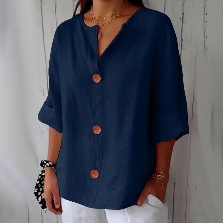 Rozemarijn | Linnen Blouse met Knopen