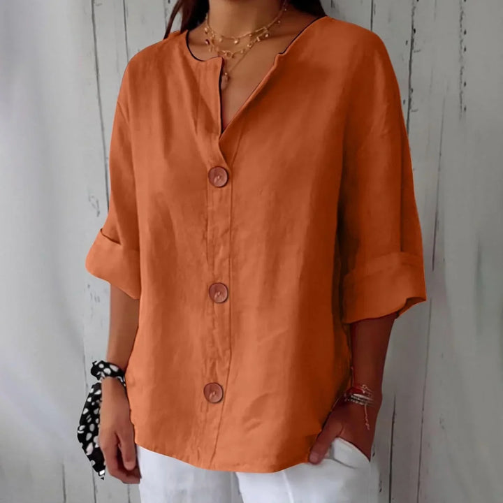 Rozemarijn | Linnen Blouse met Knopen