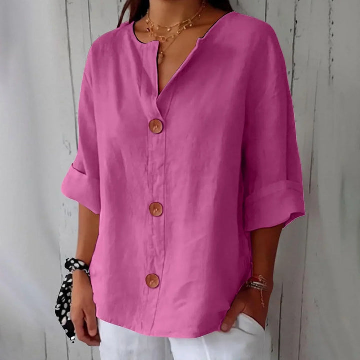 Rozemarijn | Linnen Blouse met Knopen