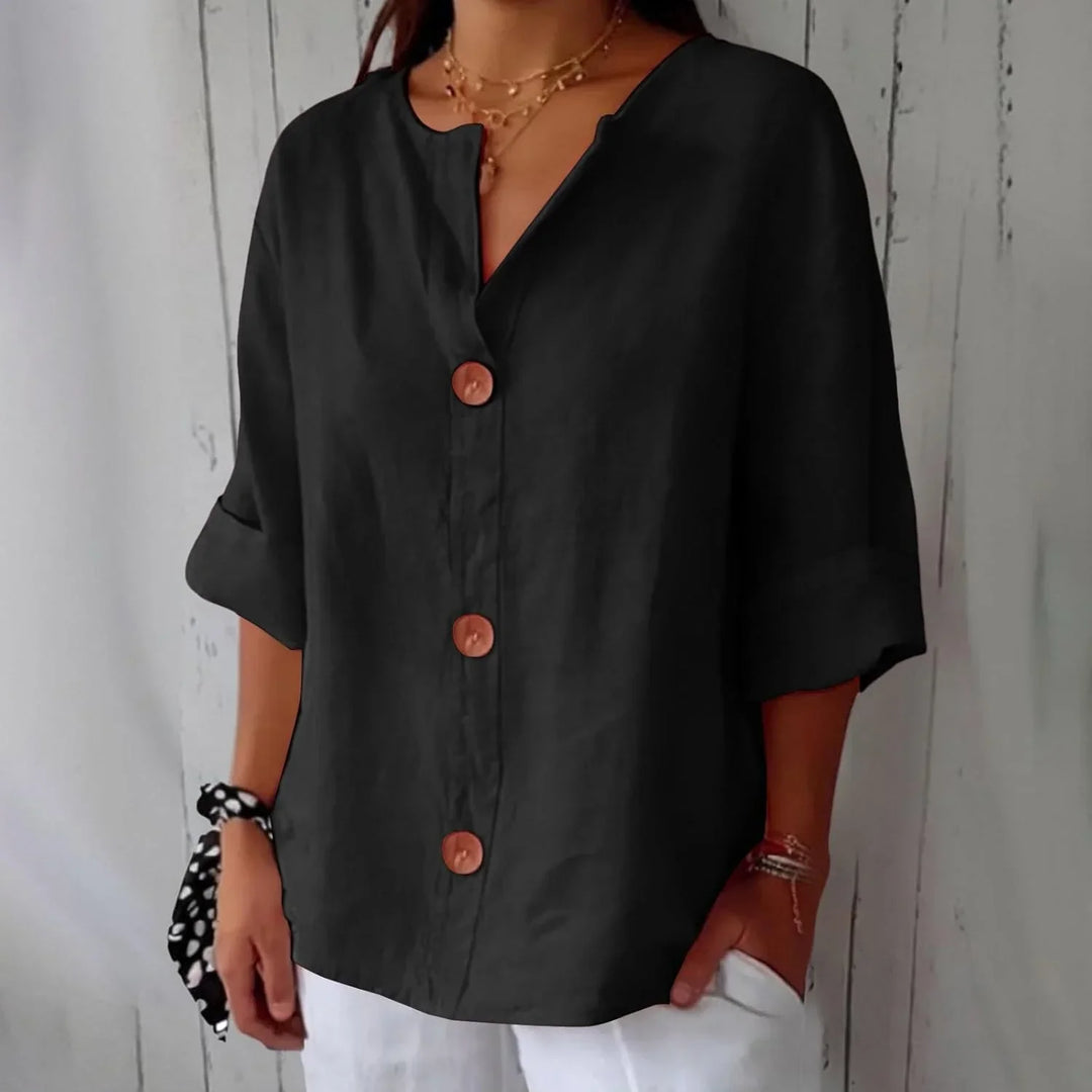 Rozemarijn | Linnen Blouse met Knopen
