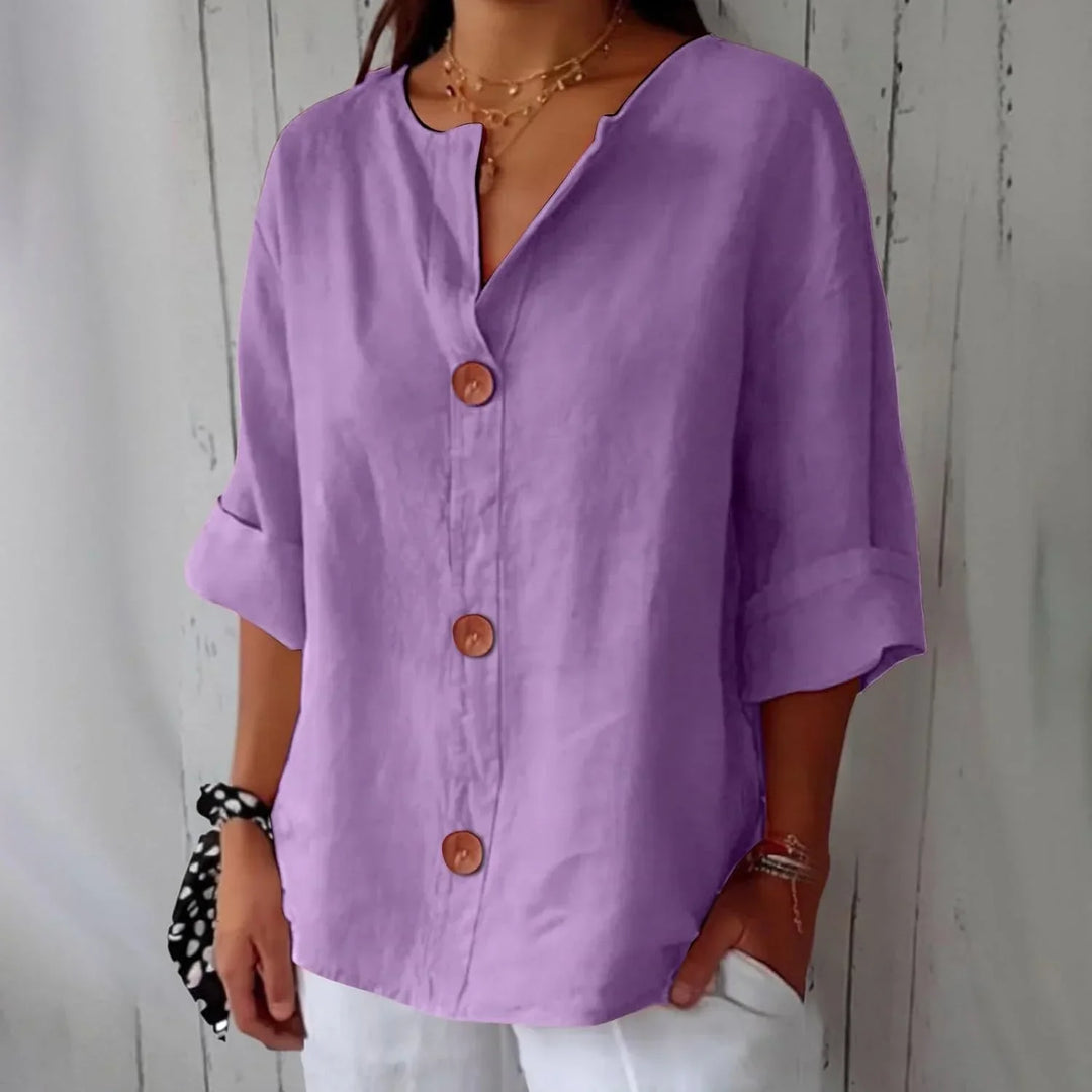 Rozemarijn | Linnen Blouse met Knopen