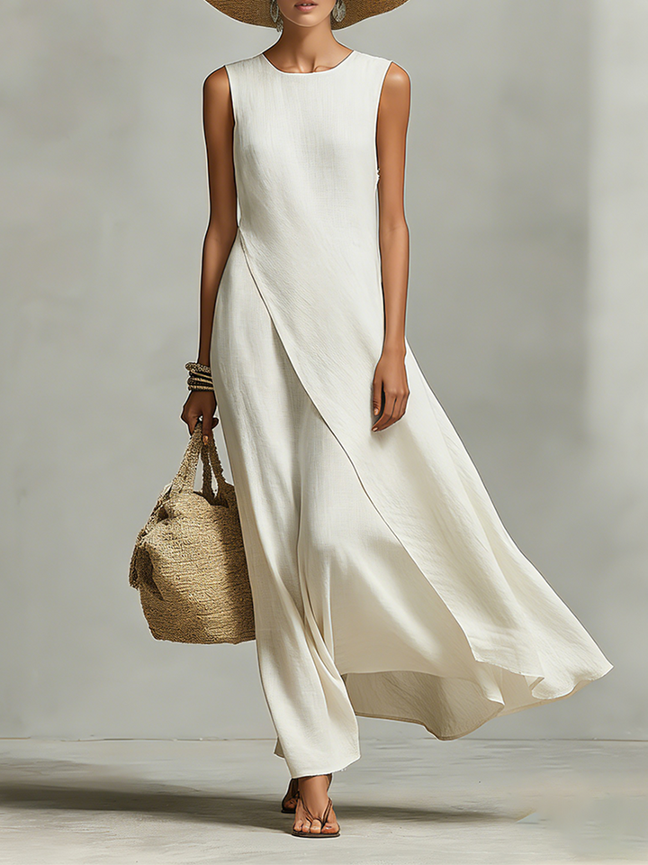 Cato | Gedrapeerde Asymmetrische Maxi-jurk