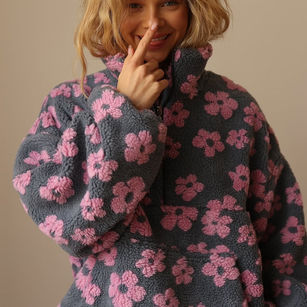 Lotte | Fleece Trui met Bloemenprint