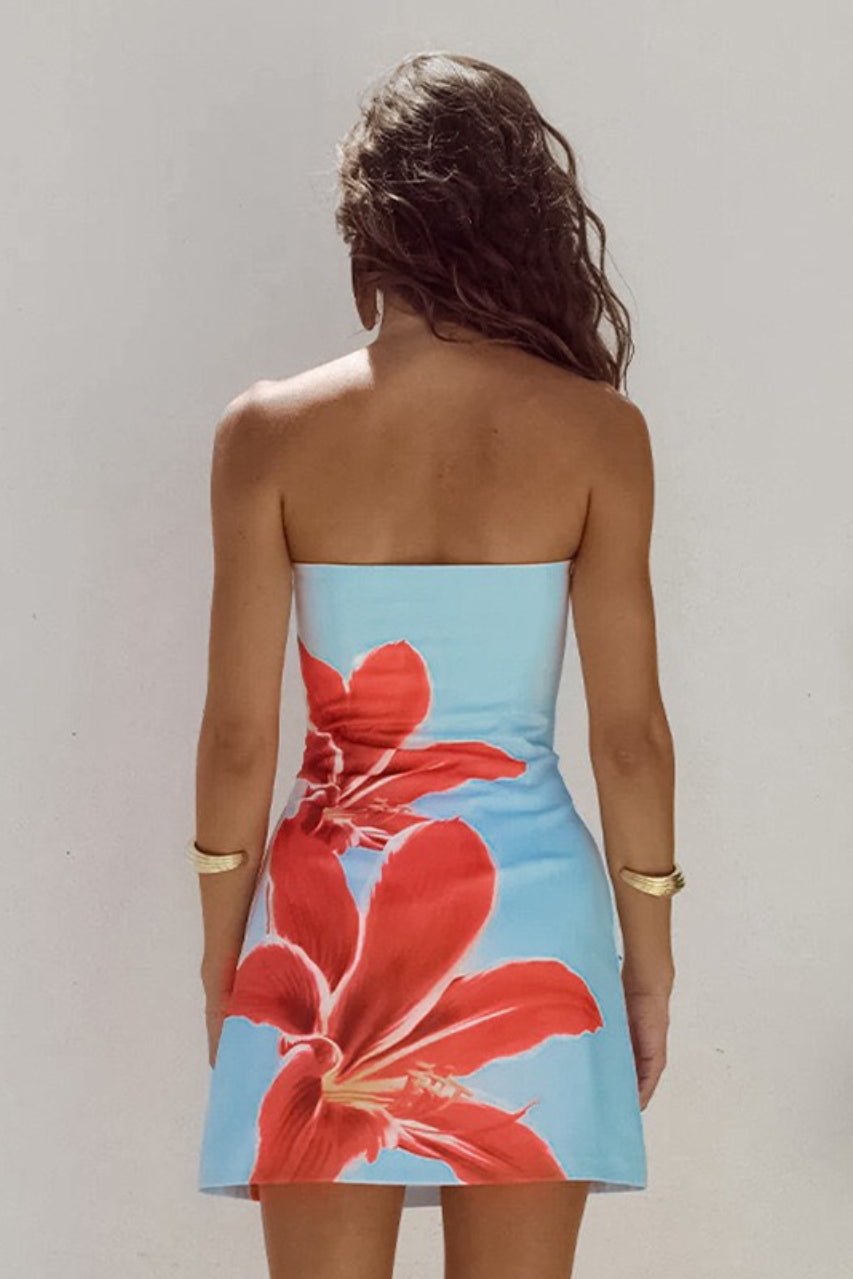 Bregje | Strapless Bloemen Mini-jurk