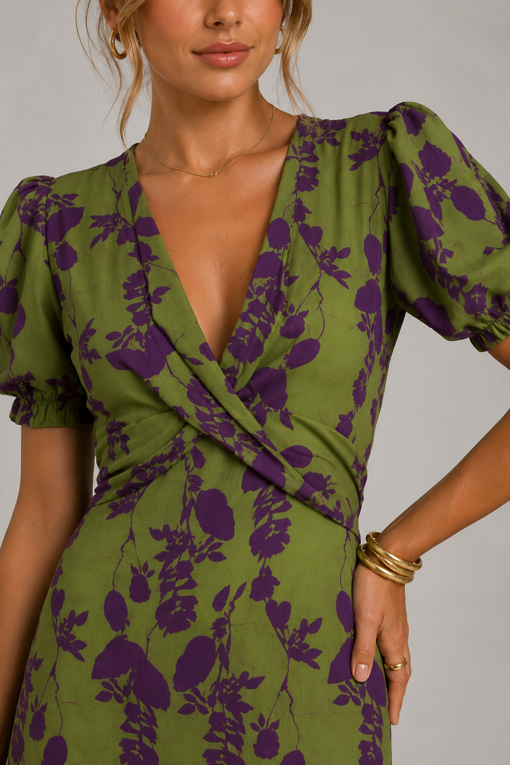 Steffie | Bloemen Midi-jurk met Wikkelhals