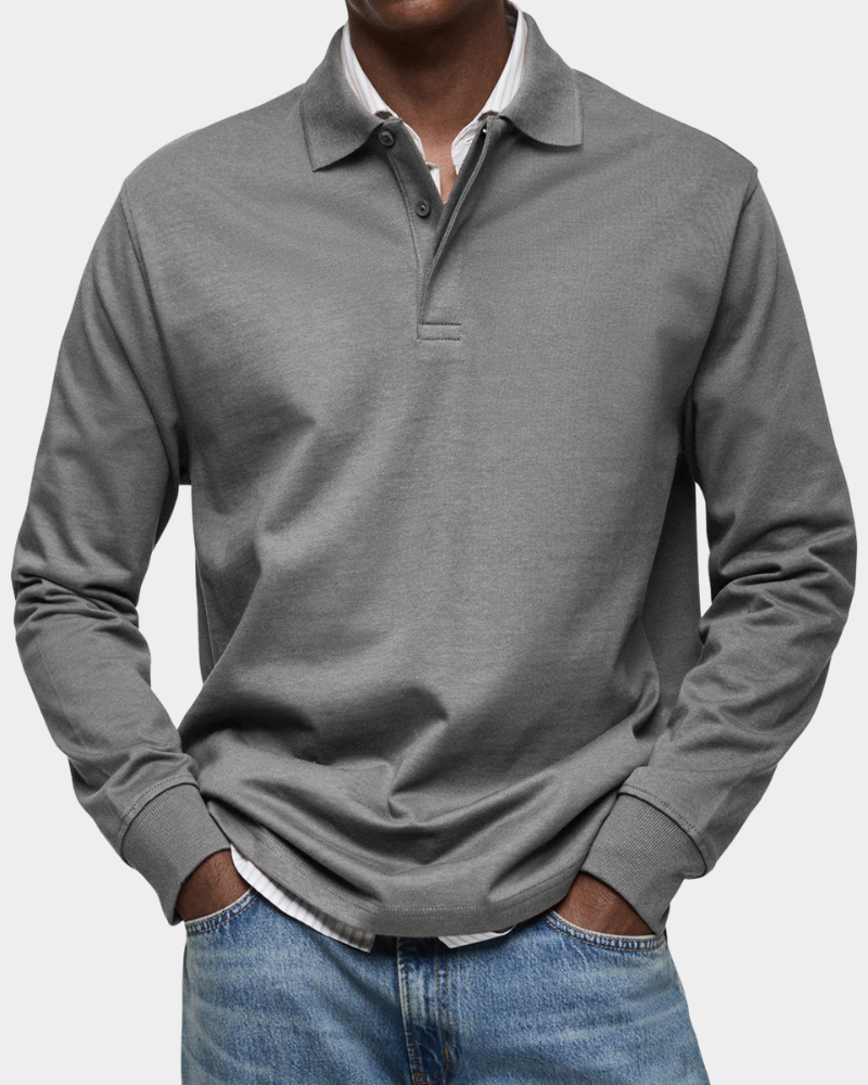 Kees | Zacht Poloshirt met Lange Mouwen