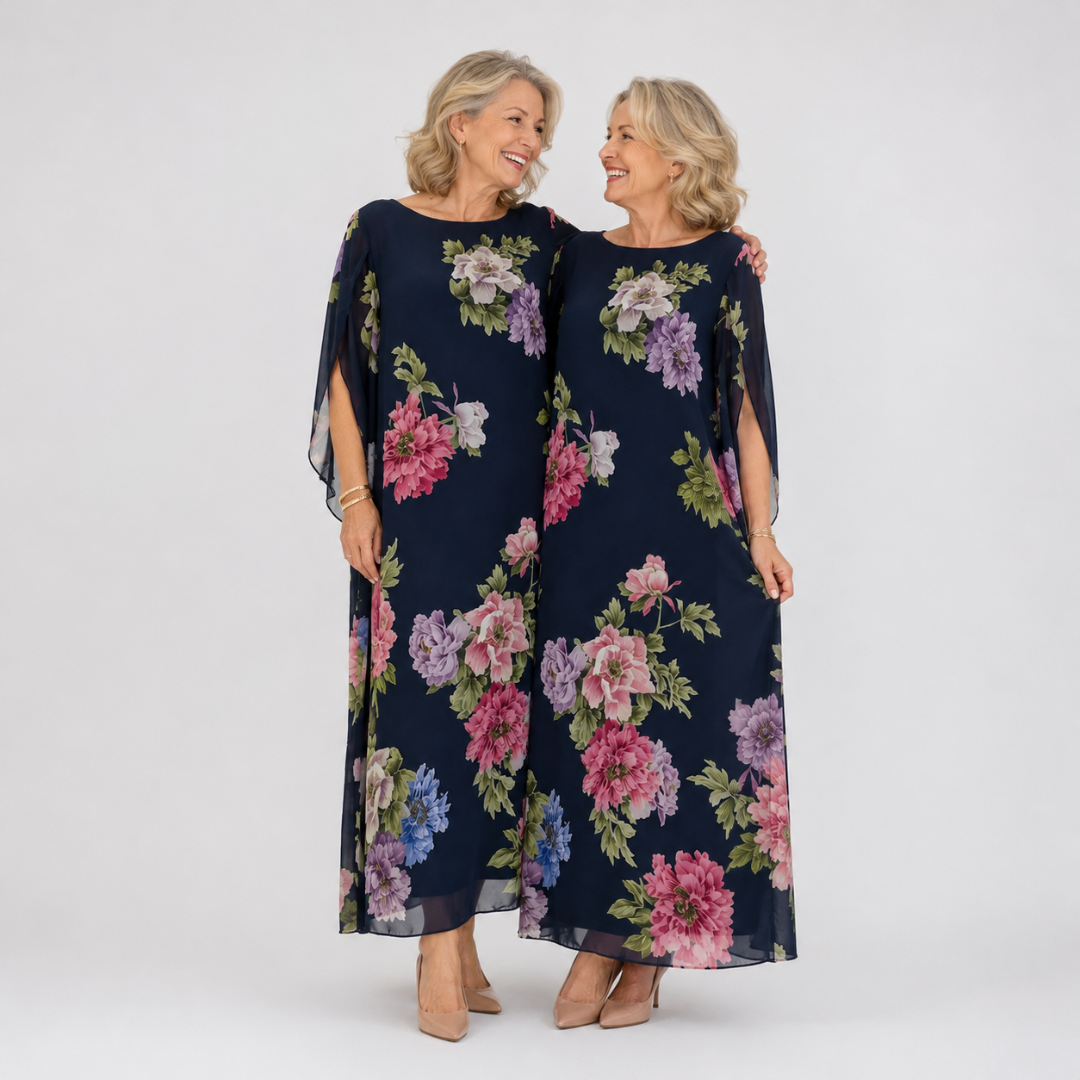 Everdien | Chiffon Maxi-jurk met Bloemendessin