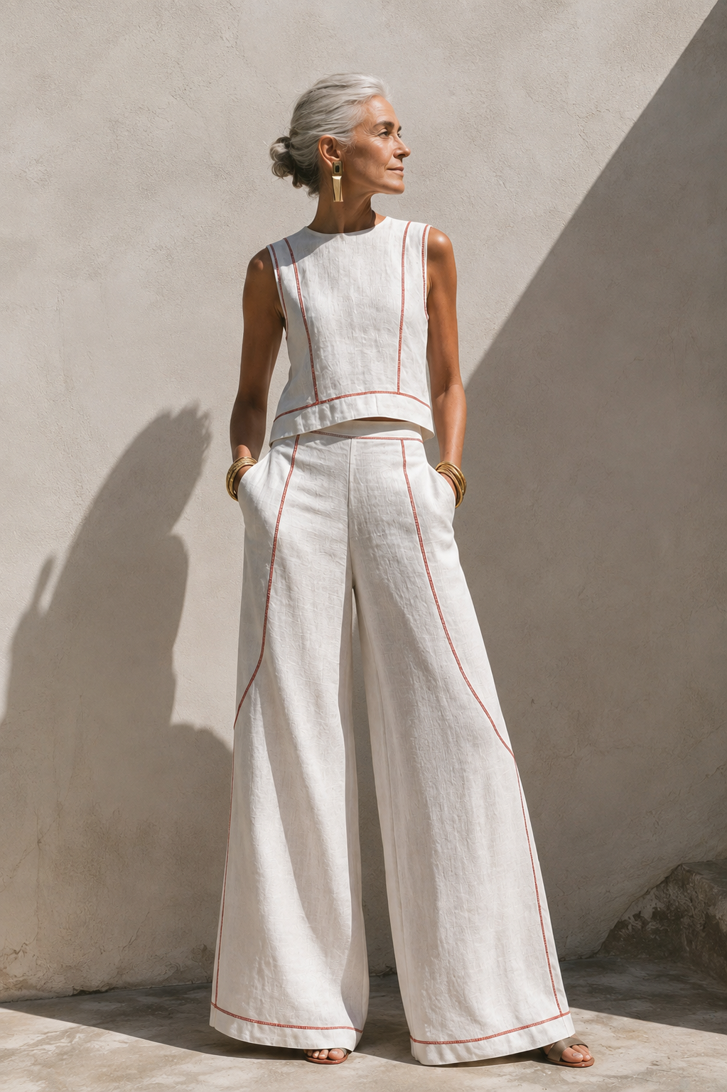 Petronella | Tweedelige Set met Contrasterende Stiksels