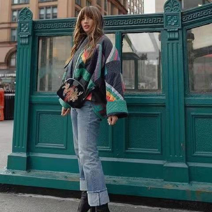 Marlies | Gewatteerde Patchwork Retro Jas