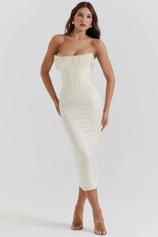 Sharlene | Beaded Corset Midi Dress