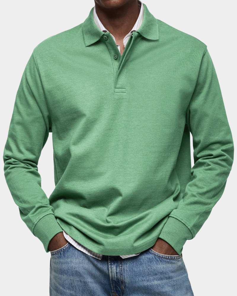Kees | Zacht Poloshirt met Lange Mouwen