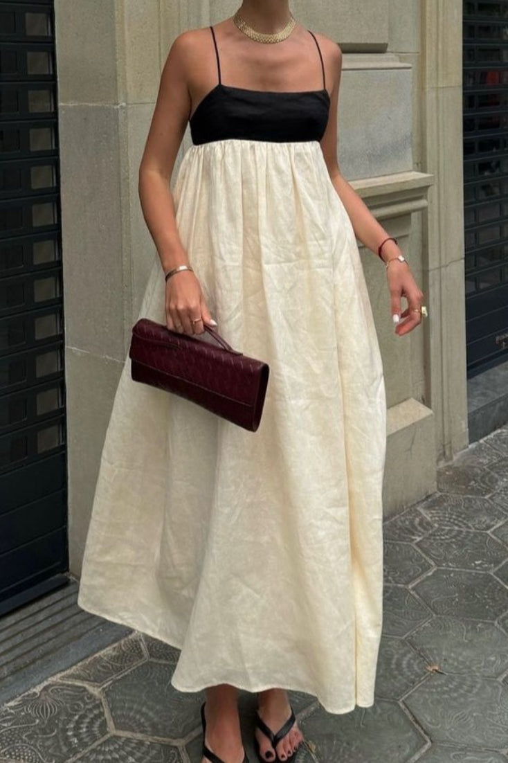 Fien | Colorblock Linnenmix Maxi-jurk