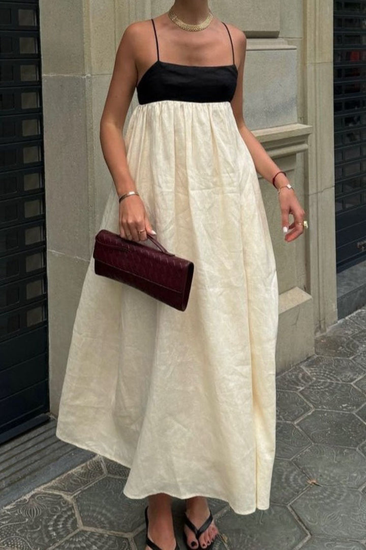Fien | Colorblock Linnenmix Maxi-jurk