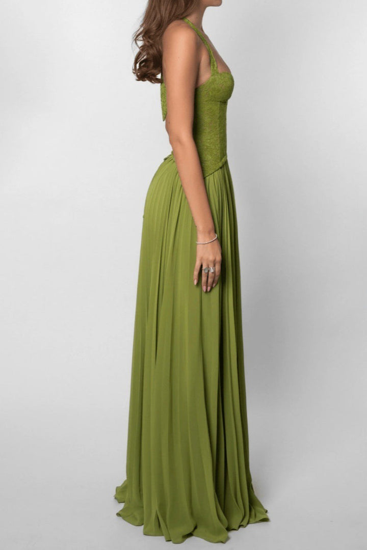 Wilhelmina | Geplooide Halter Maxi-jurk