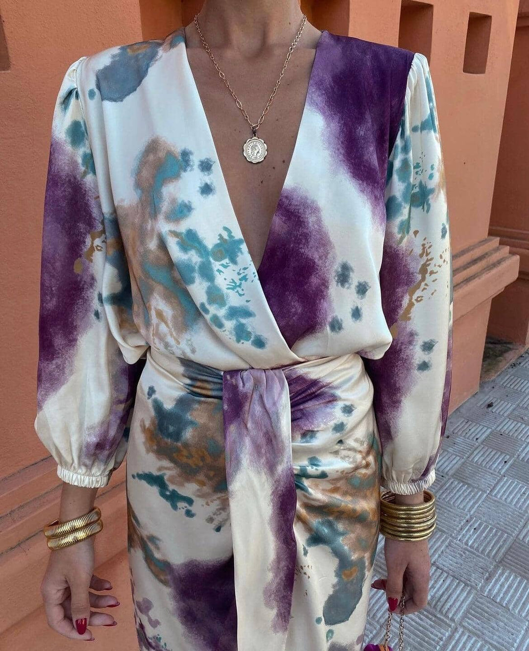 Olga | Satijnen Tie-dye Tweedelige Set