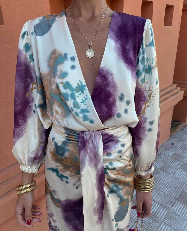 Olga | Satijnen Tie-dye Tweedelige Set