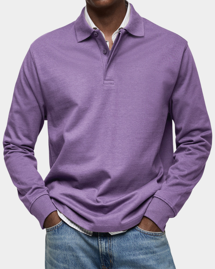 Kees | Zacht Poloshirt met Lange Mouwen