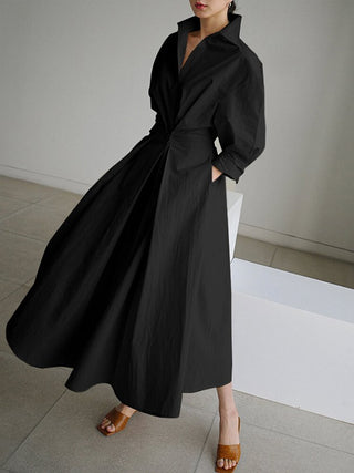 Brynn | Elegant Polo Collar A-Line Maxi Dress