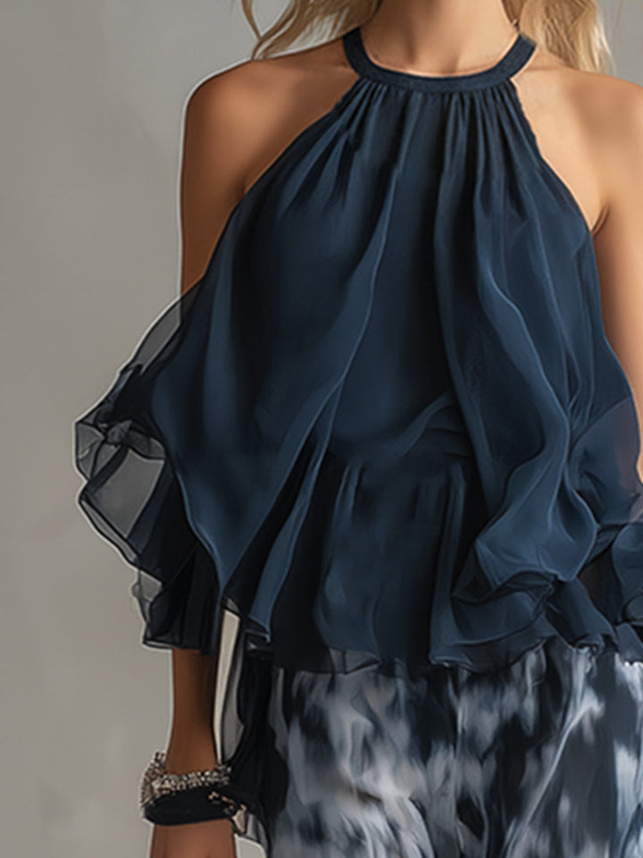 Wilma | Chiffon Tweedelige Set met Halternek