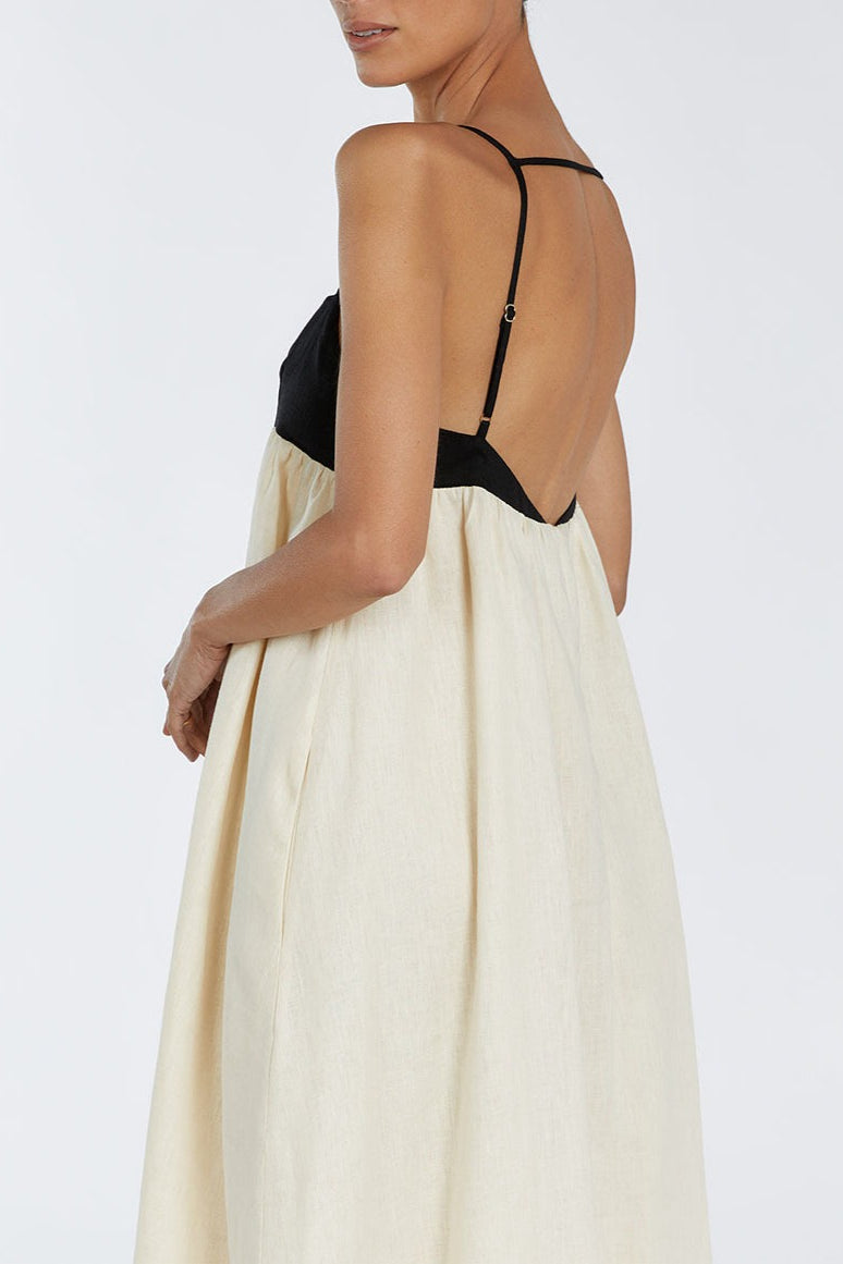 Fien | Colorblock Linnenmix Maxi-jurk