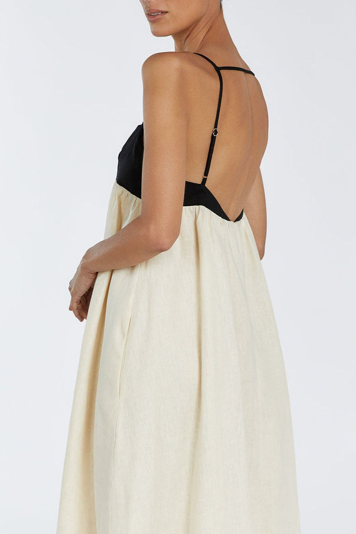Fien | Colorblock Linnenmix Maxi-jurk