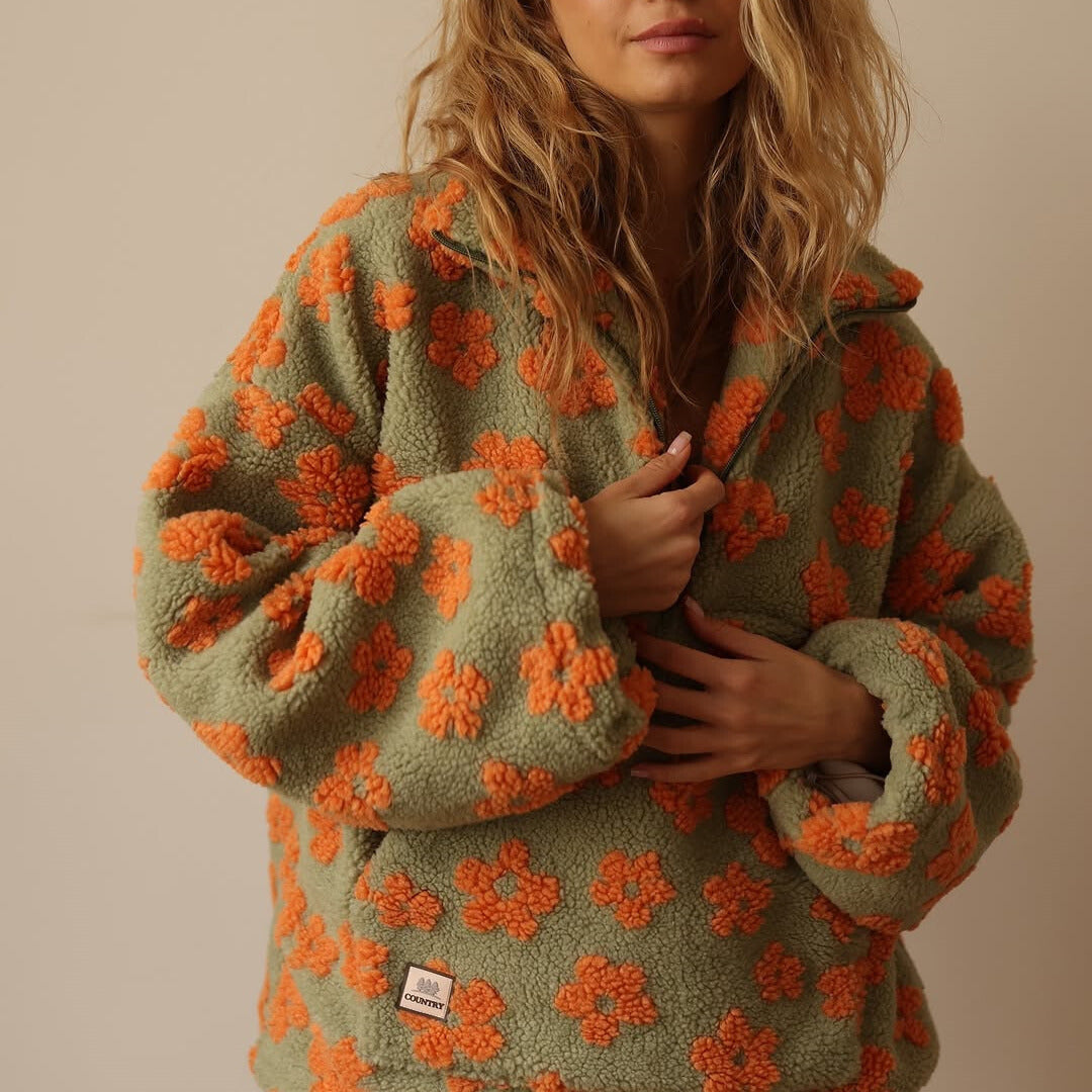Lotte | Fleece Trui met Bloemenprint