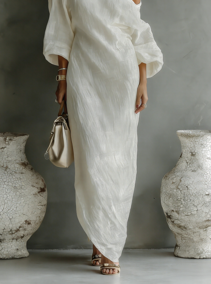 Annelie | Gedrapeerde One-Shoulder Maxi-jurk
