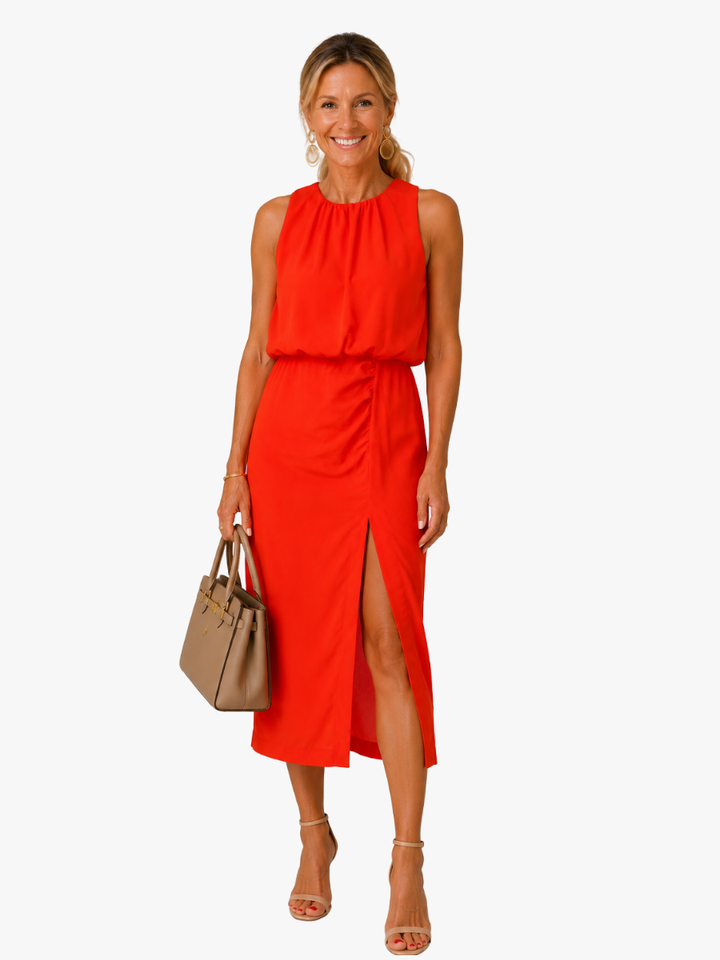 Fien | Mouwloze Midi-jurk met Split