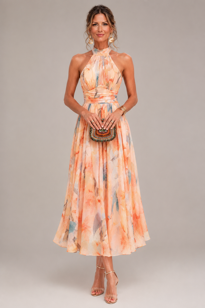 Berber | Aquarel Maxi-jurk met Halternek