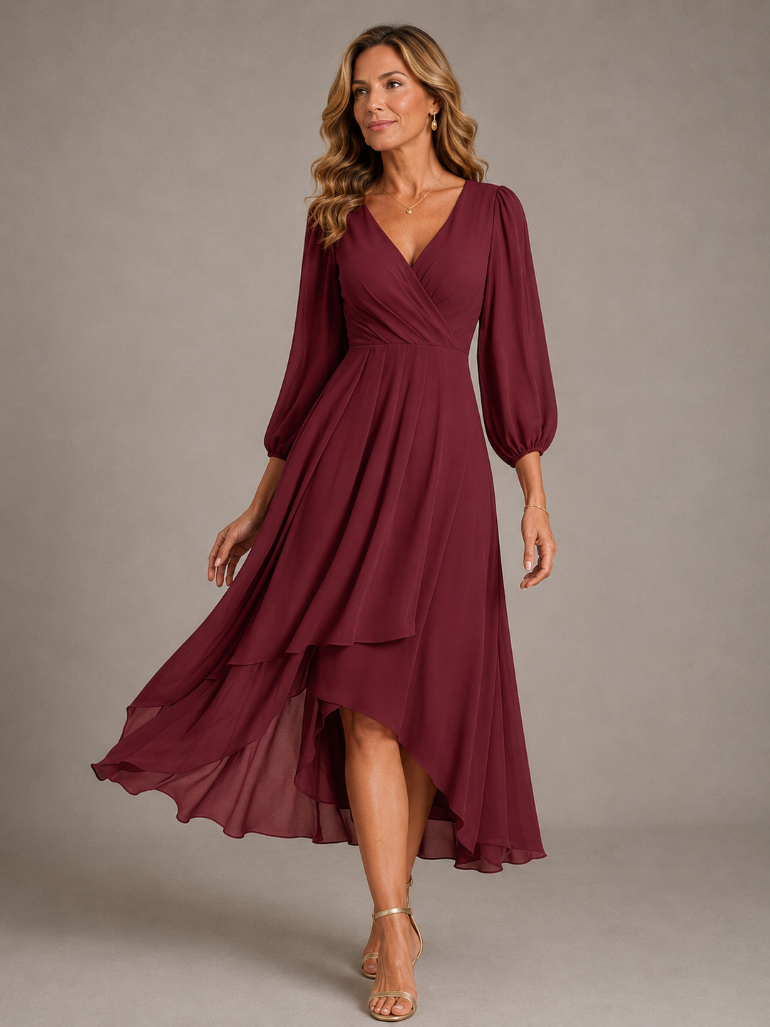 Hendrika | Soepelvallende Chiffon Maxi-jurk