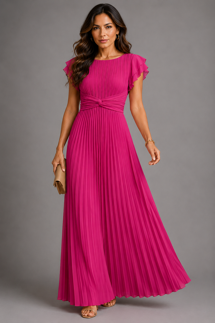 Sofie | Geplooide Maxi-jurk met Tailleaccent