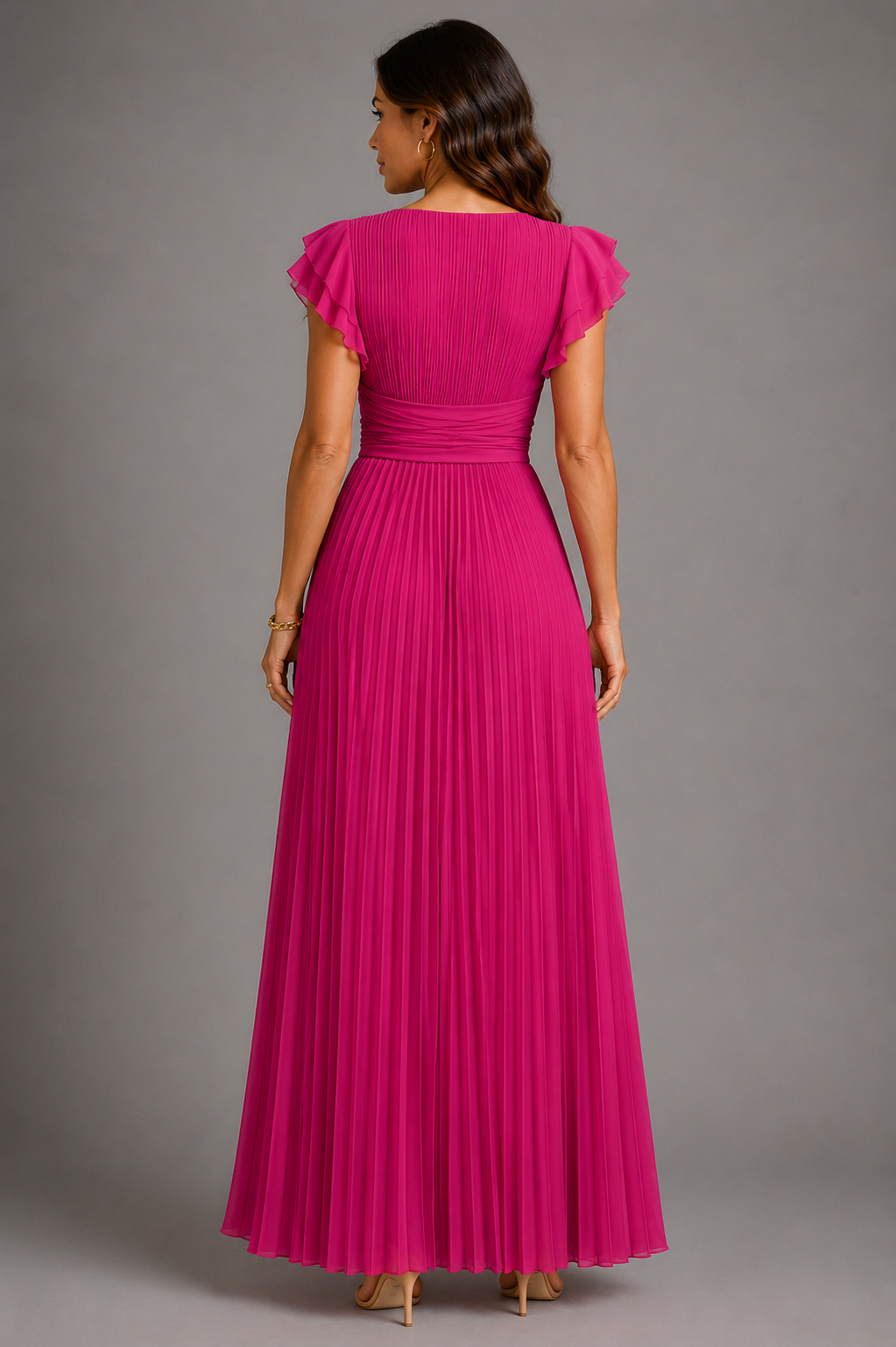 Sofie | Geplooide Maxi-jurk met Tailleaccent