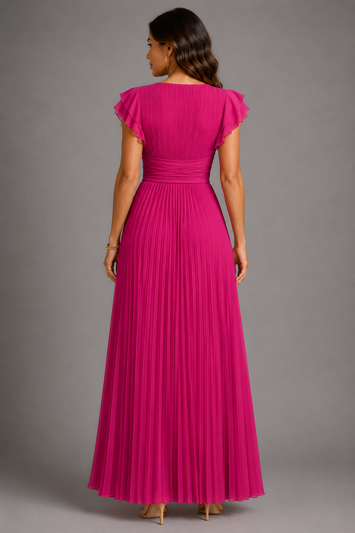 Sofie | Geplooide Maxi-jurk met Tailleaccent
