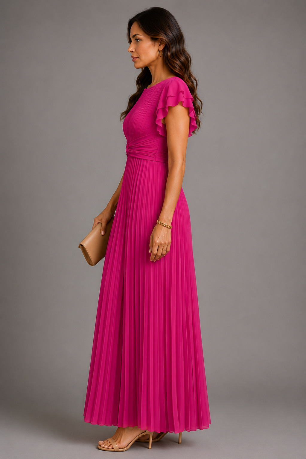 Sofie | Geplooide Maxi-jurk met Tailleaccent