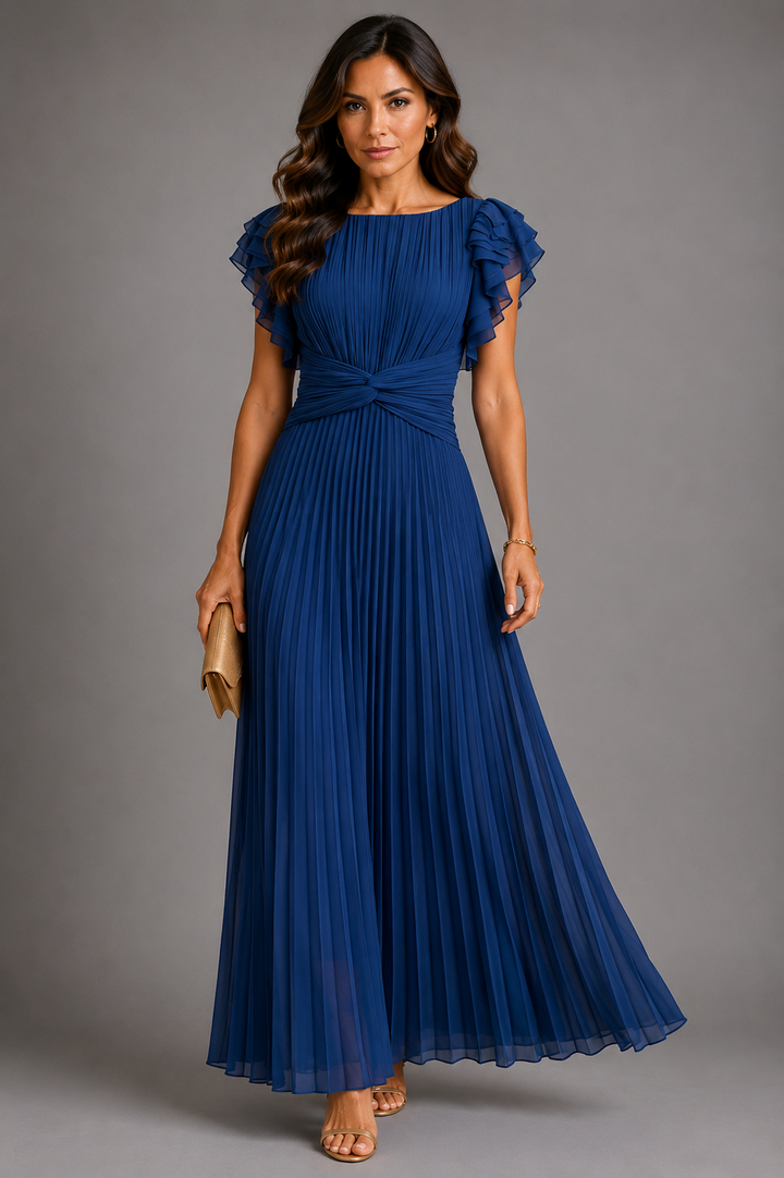 Sofie | Geplooide Maxi-jurk met Tailleaccent