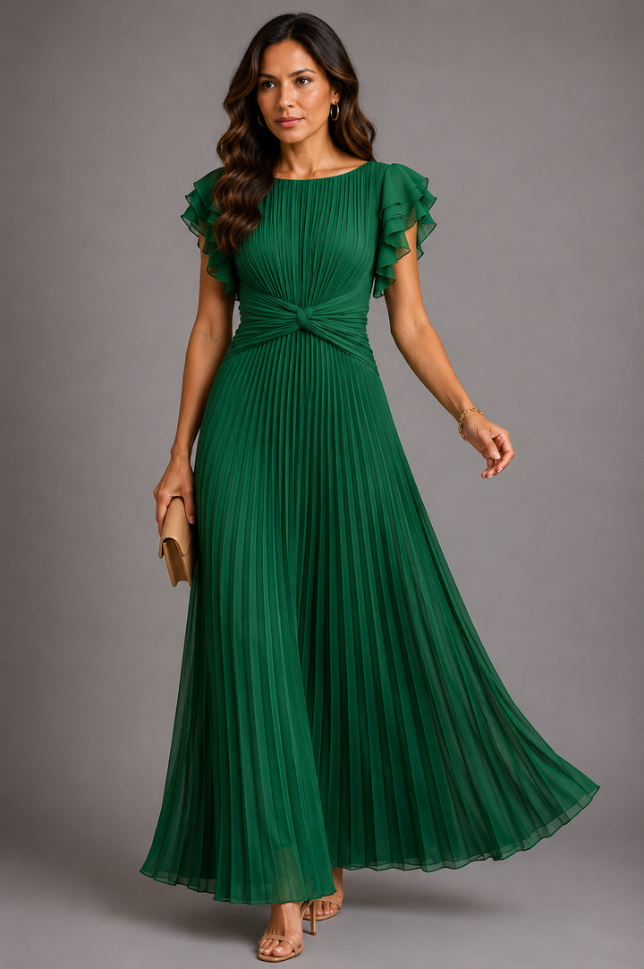 Sofie | Geplooide Maxi-jurk met Tailleaccent
