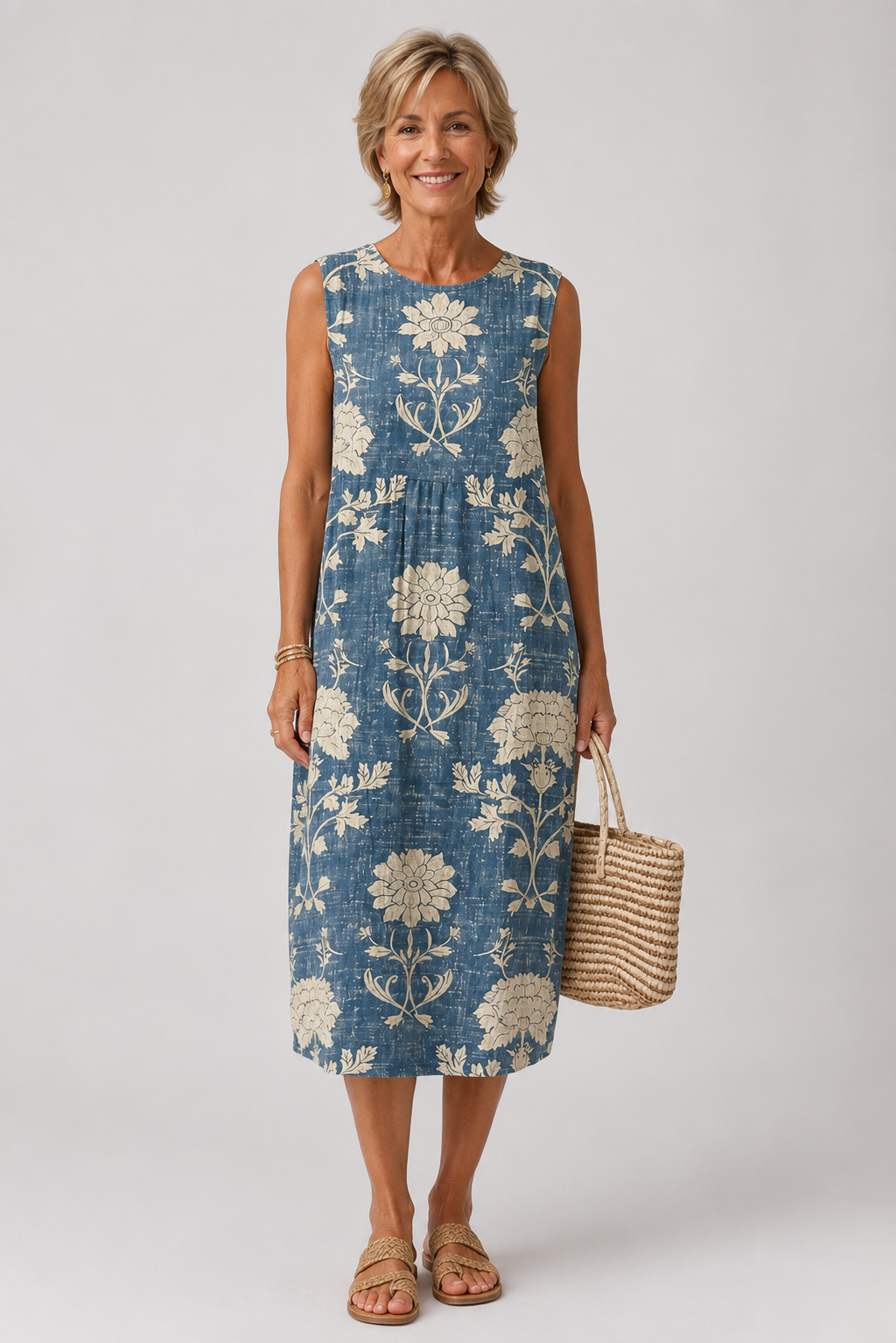 Liesbeth | Mouwloze Vintage Midi-jurk