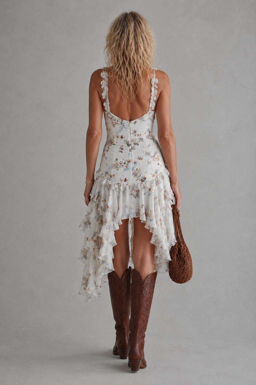 Amber | Asymmetrische Bloemen Midi-jurk