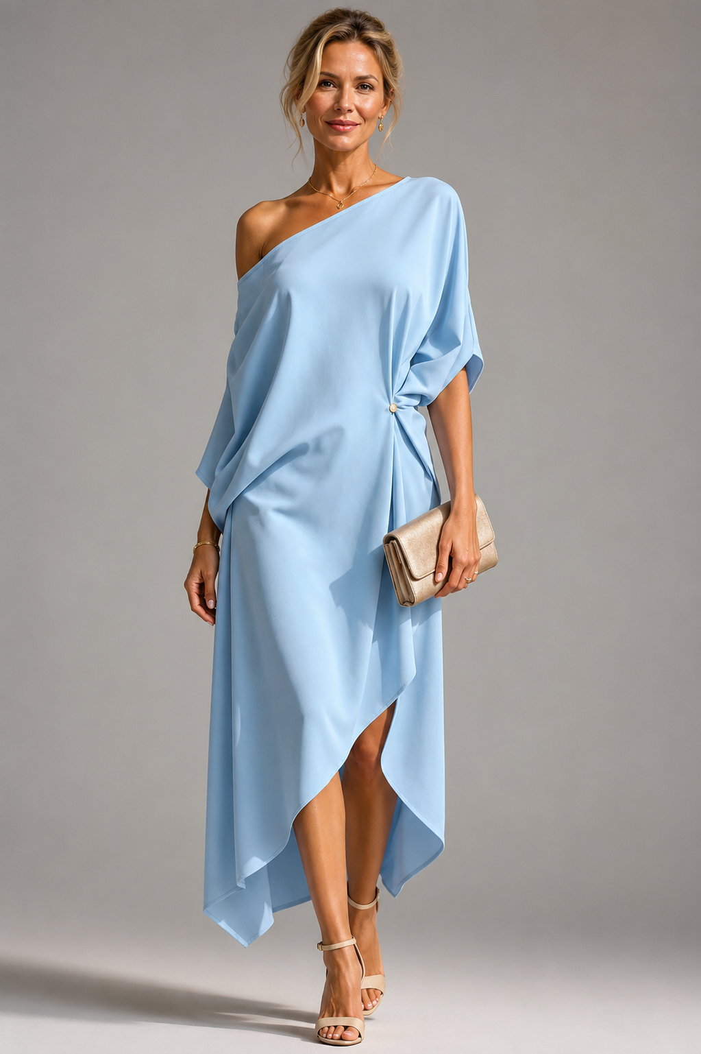 Renske | Asymmetrische One-Shoulder Midi-jurk