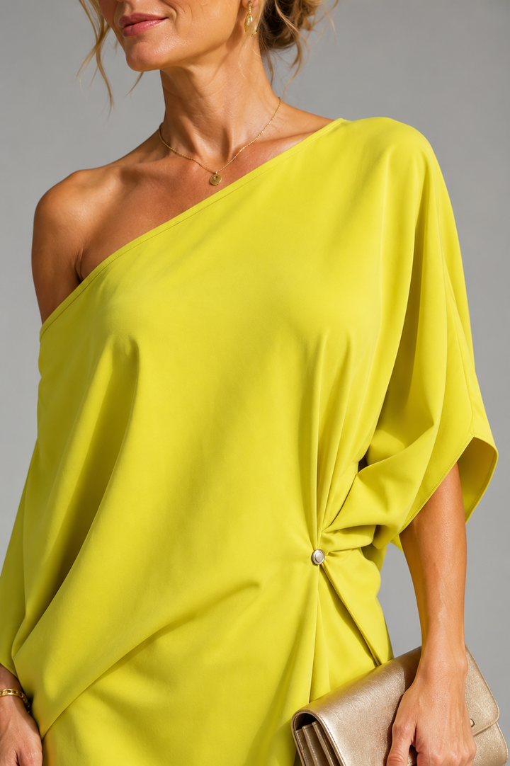 Renske | Asymmetrische One-Shoulder Midi-jurk