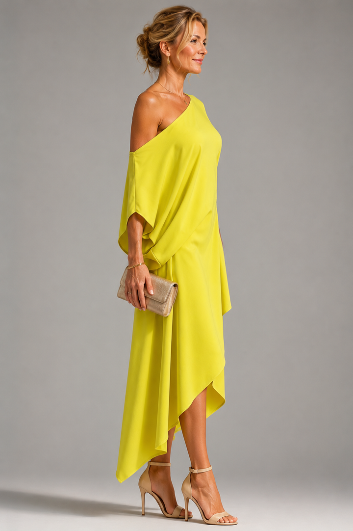 Renske | Asymmetrische One-Shoulder Midi-jurk
