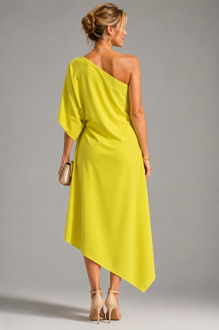 Renske | Asymmetrische One-Shoulder Midi-jurk