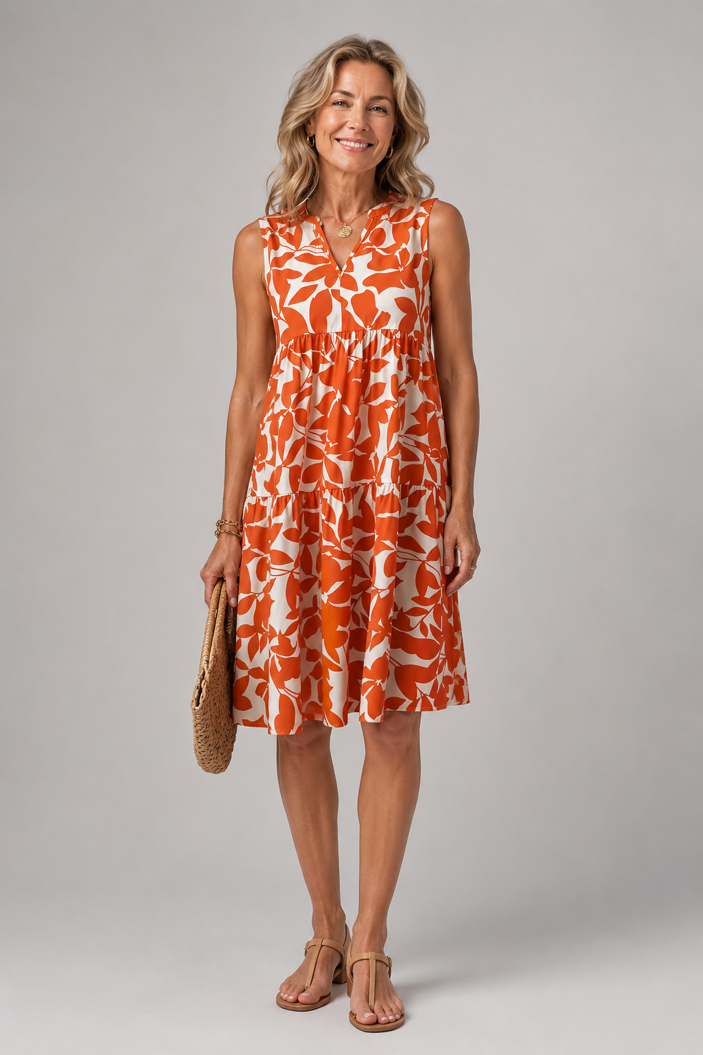 Oda | Gelaagde Botanische Midi-jurk