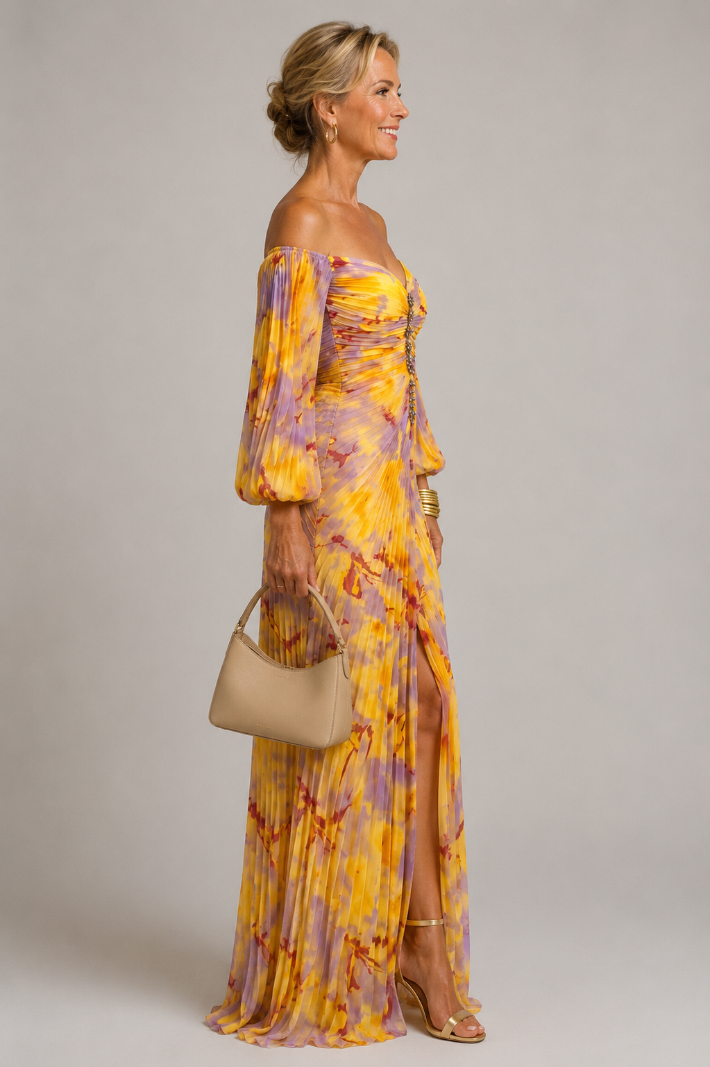 Constance | Geplooide Bloemen Maxi-jurk