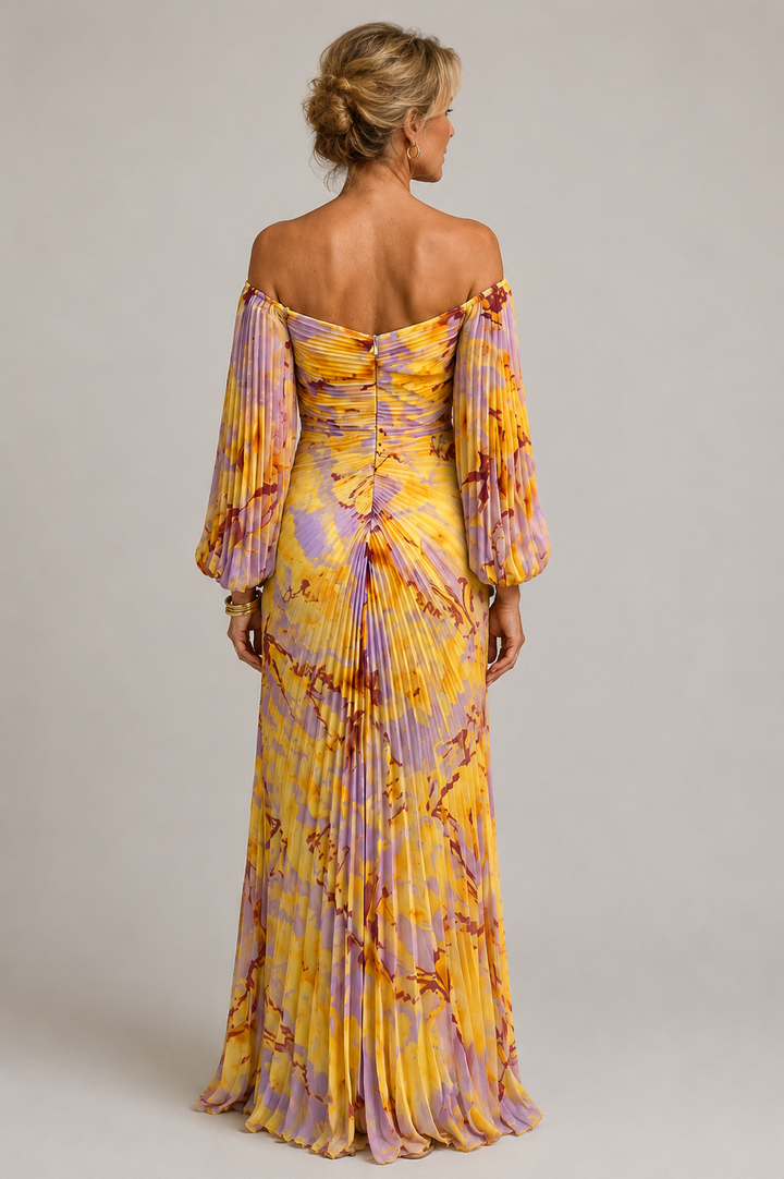 Constance | Geplooide Bloemen Maxi-jurk